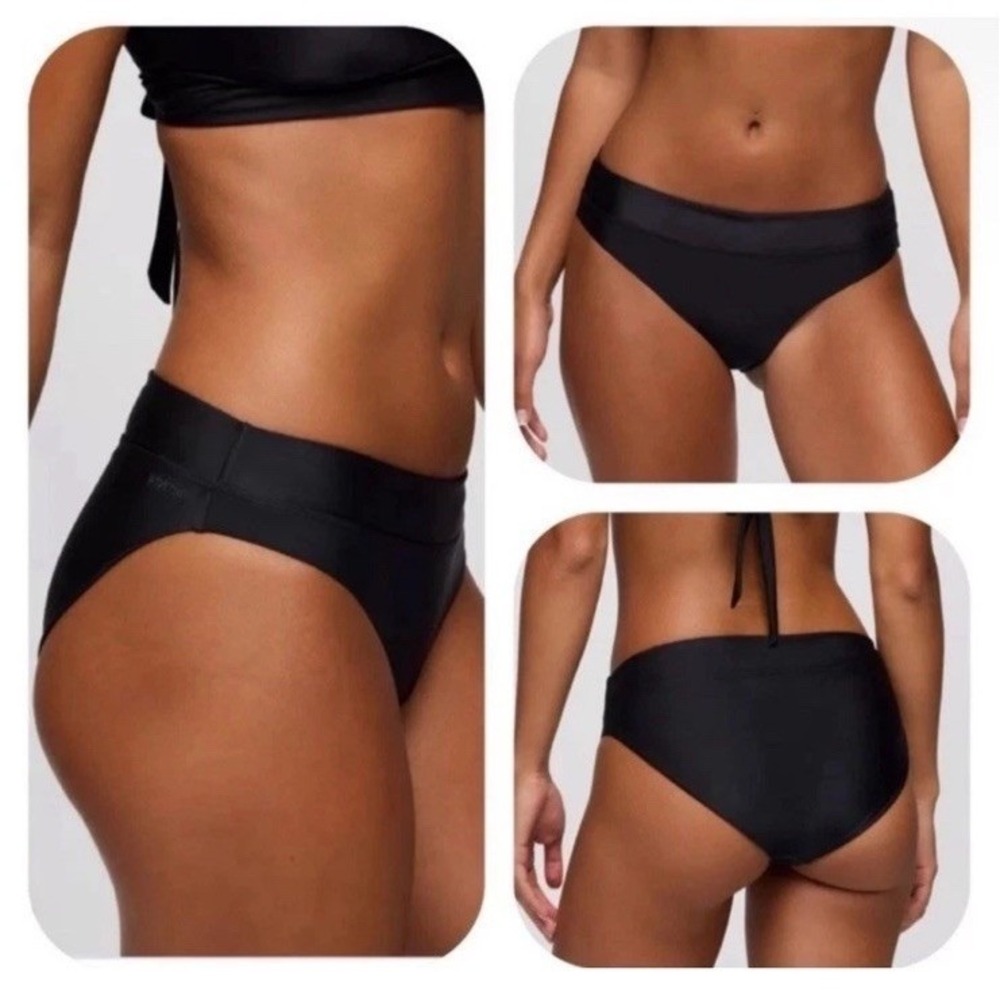 NWT prAna Womens Swim Bottom Bikini Summer Wave Black Large Quick Dry Basic